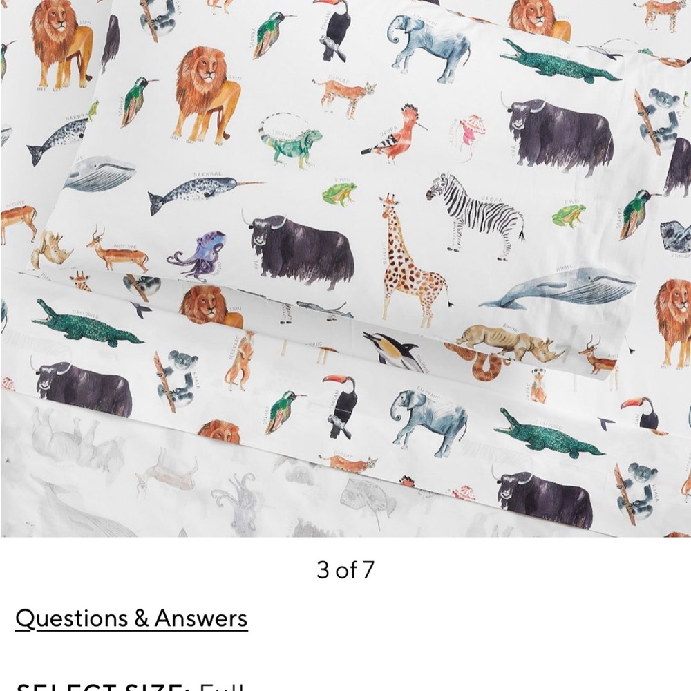 Pottery Barn Kids Brendan Animals Organic Fitted Sheet & Pillowcases